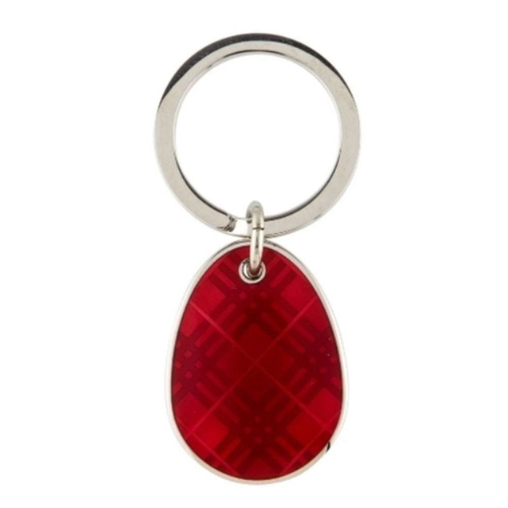 NWOT BURBERRY Vintage Nova Check Oval
Teardrop keychain fob charm in Red